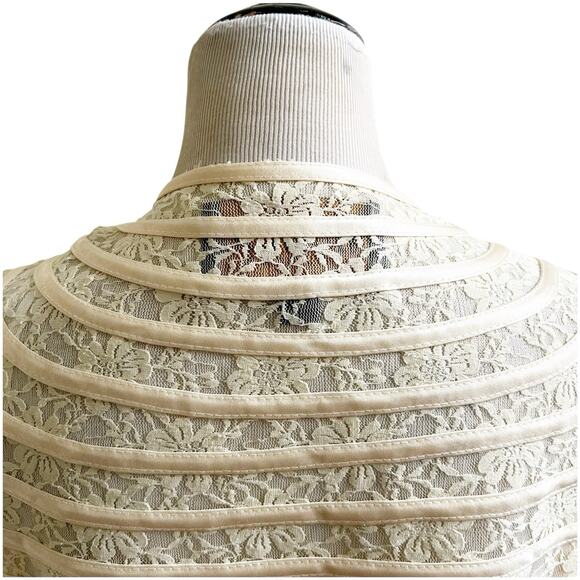 Moshita Couture Vintage Lace & Satin Bolero Cropped Sized XL Cream Wedding - Picture 5 of 9